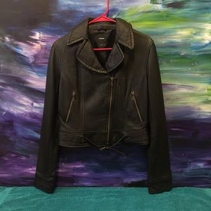 EXPRESS brand black soft leather biker jacket sz L